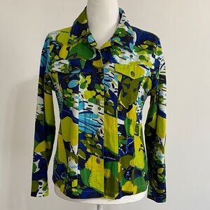 Choices Bright Abstract Floral Jacket With Sequin Accents